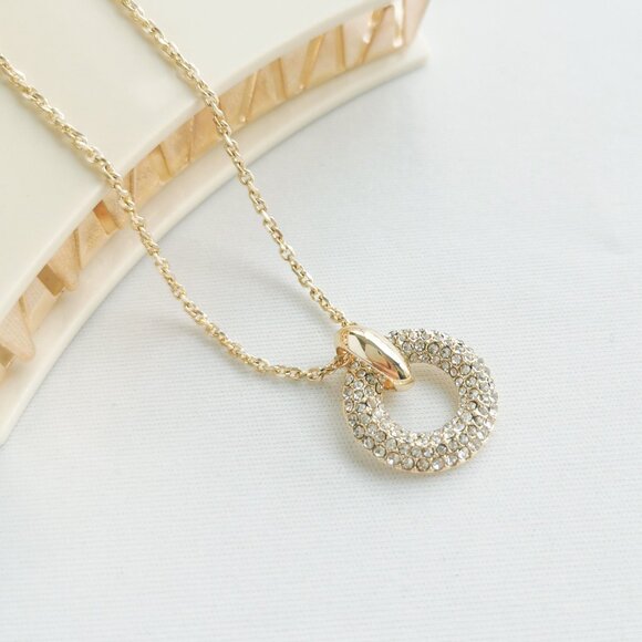 Kendra Scott Mikki Gold Pave White Crystal Short Necklace - Picture 2 of 4